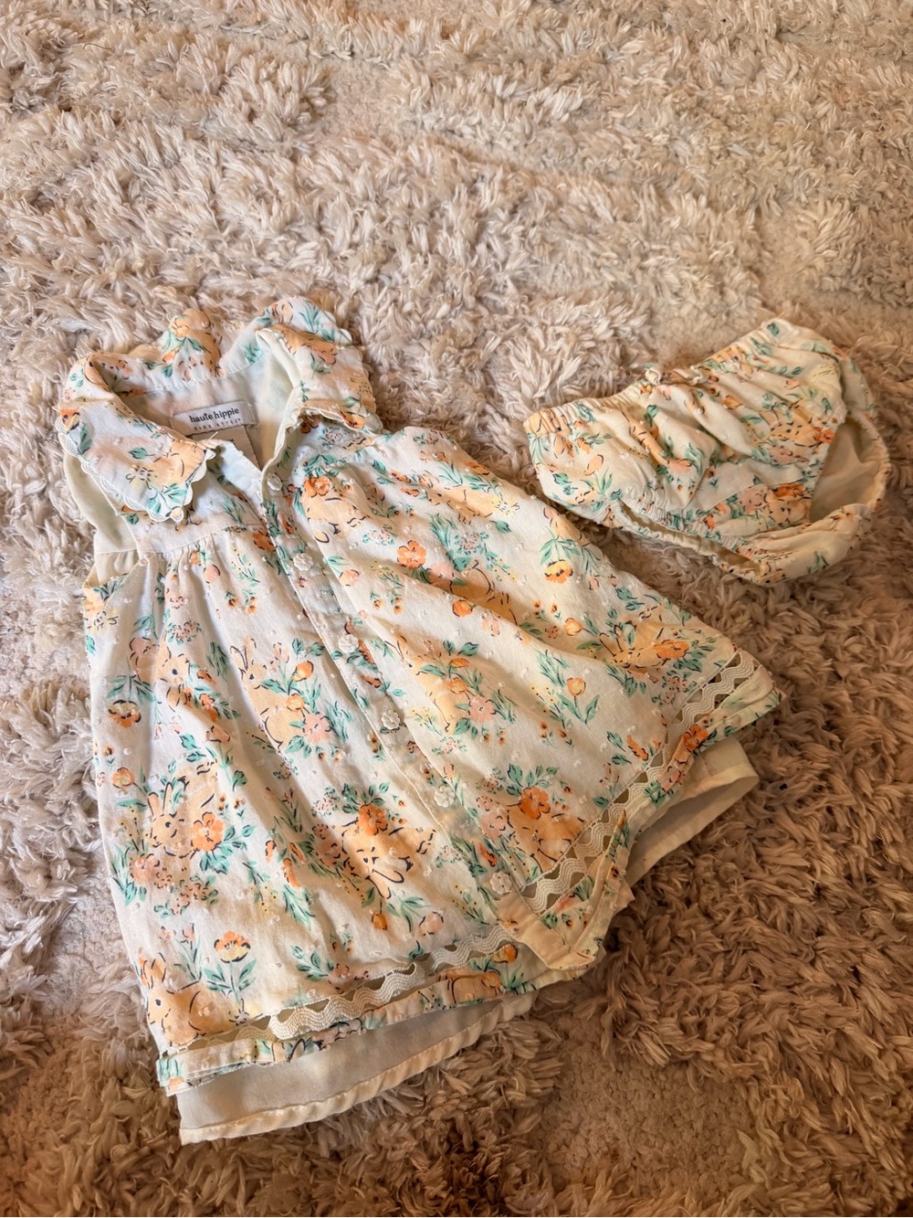 Haute Hippie Baby Girl Bunny Dress with Bloomer 3-6mo